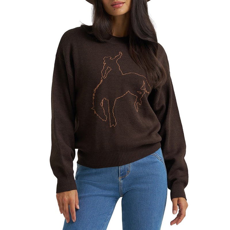 Wrangler Women's Brown Bucking Horse Sweater