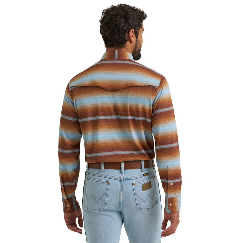 Wrangler Men's ATG Vintage Sepia Stripe Shirt