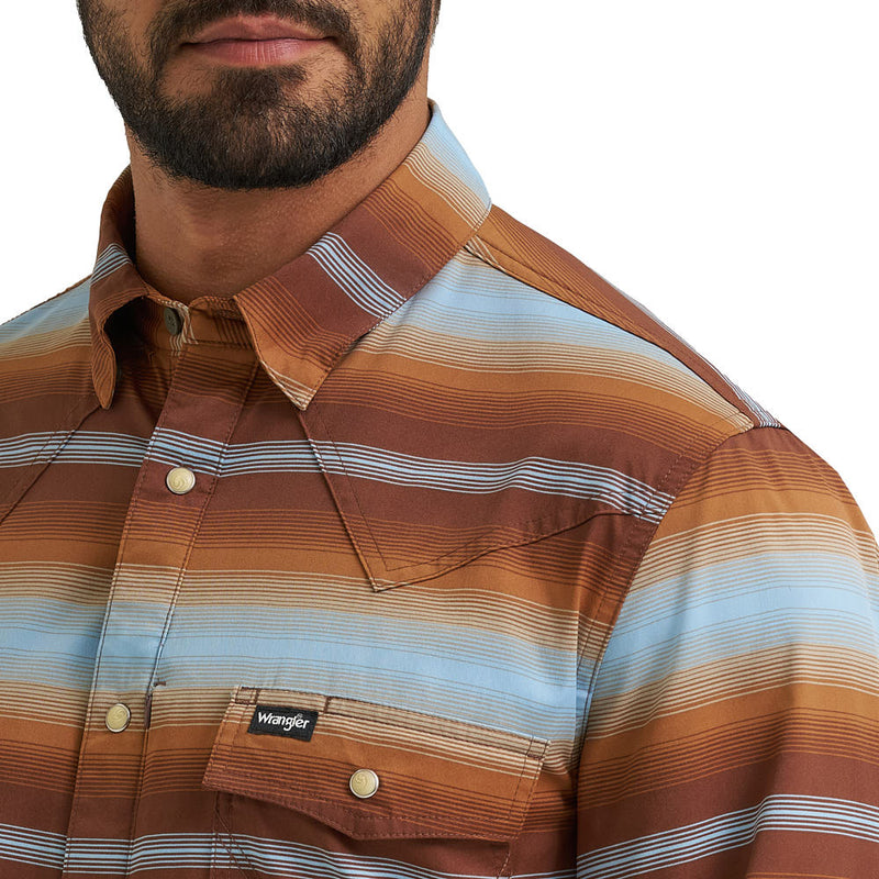 Wrangler Men's ATG Vintage Sepia Stripe Shirt