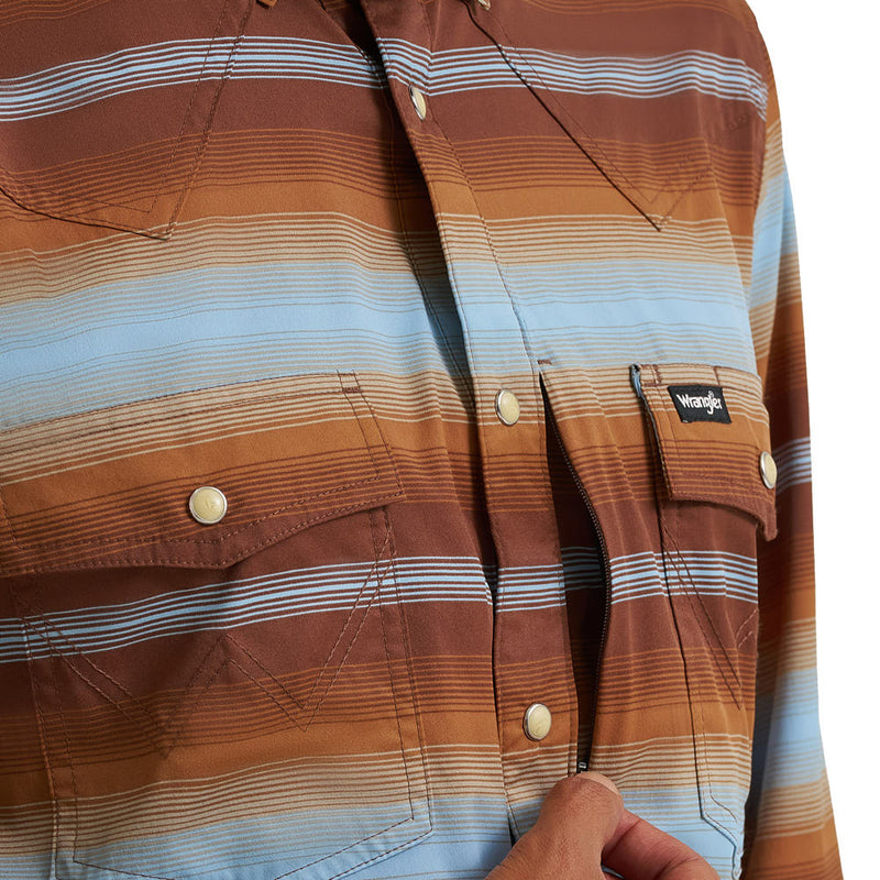 Wrangler Men's ATG Vintage Sepia Stripe Shirt