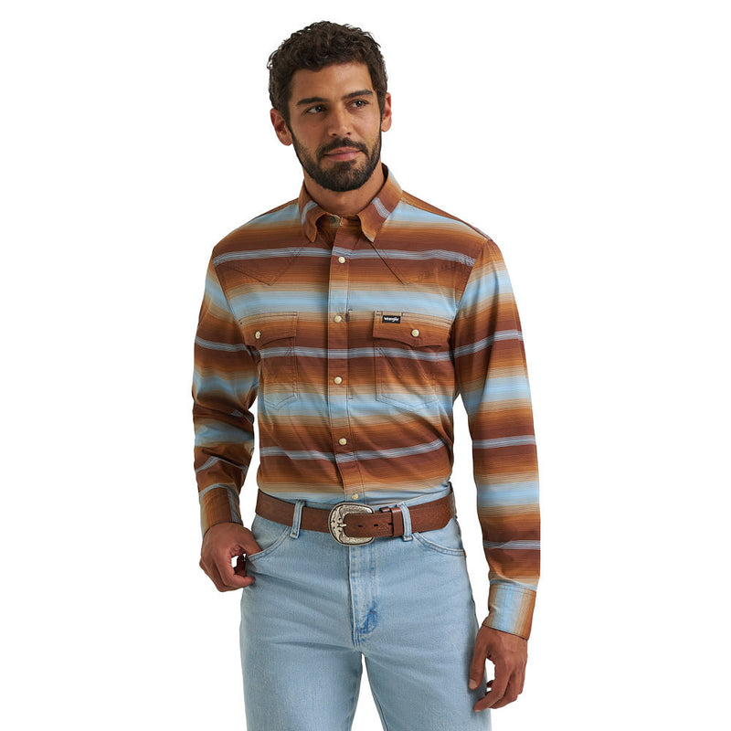 Wrangler Men's ATG Vintage Sepia Stripe Shirt