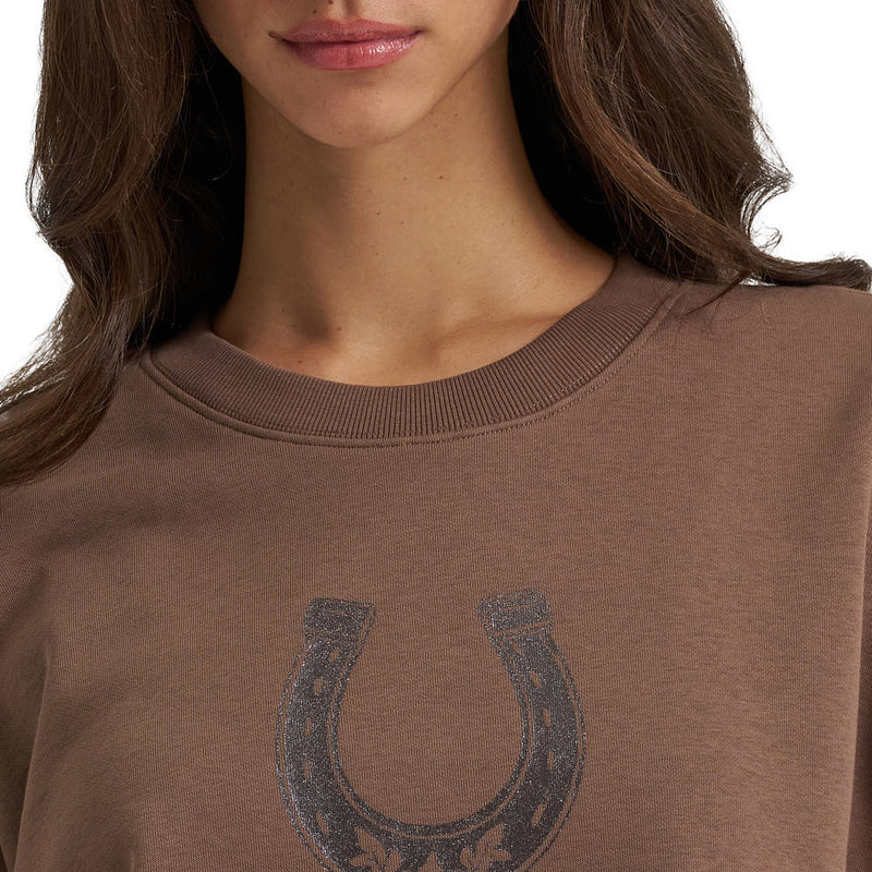 Wrangler Women's Coffee Shimmer Horseshoe Sweatshirt
