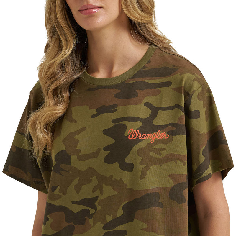 Wrangler Women's A Little Cowboy In Us Camo Tee Shirt