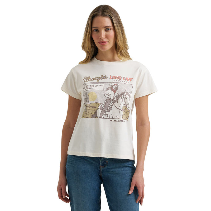 Wrangler Women's Egret Long Lives Cowgirls Tee Shirt