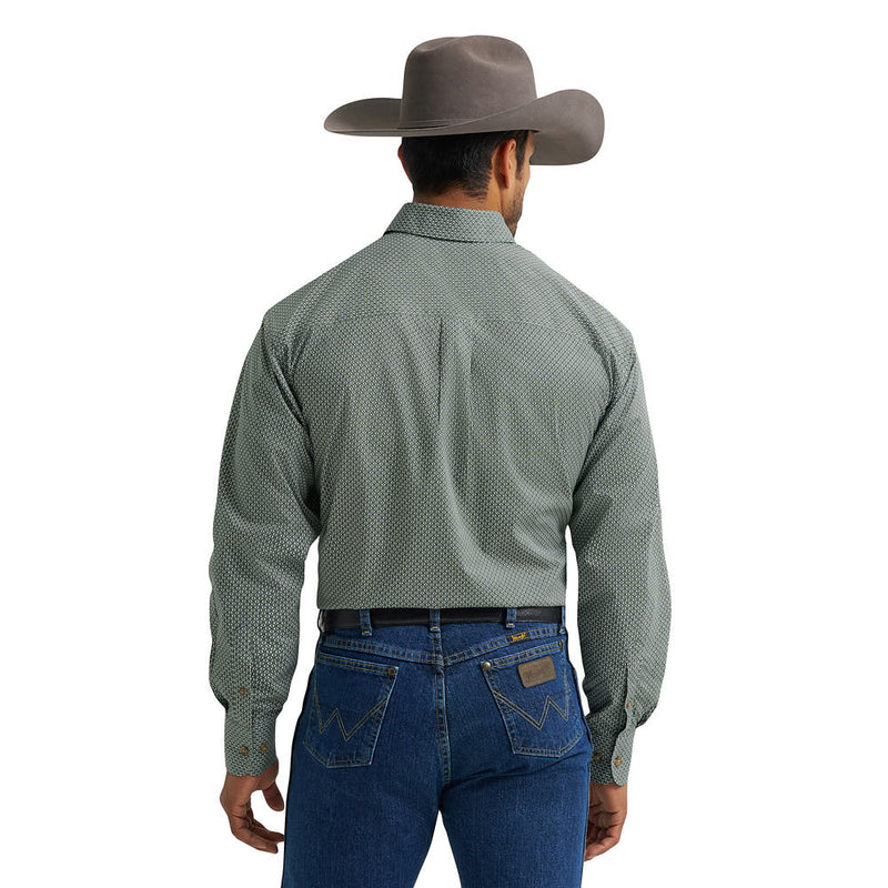Wrangler Men's George Strait Green Print Shirt