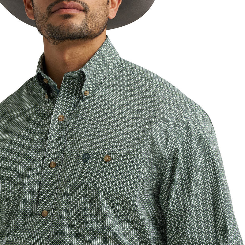 Wrangler Men's George Strait Green Print Shirt