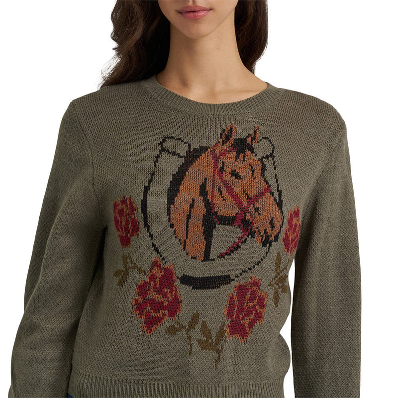 Wrangler Women's Green Horse Sweater
