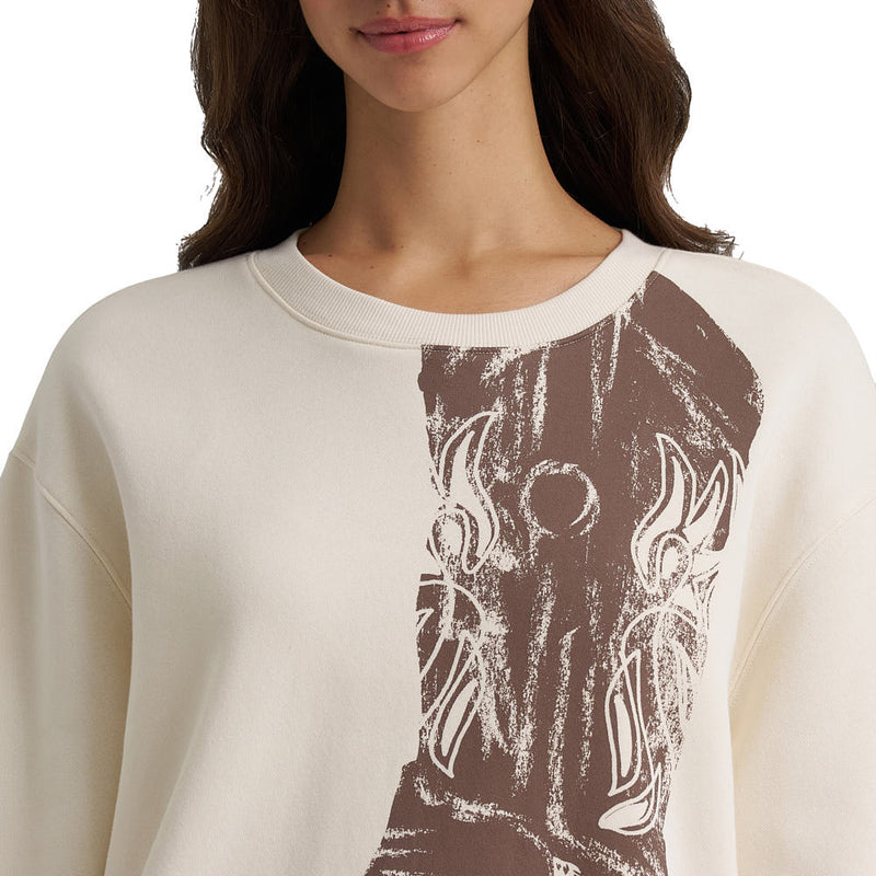 Wrangler Women's Cream Cowboy Boot Sweatshirt