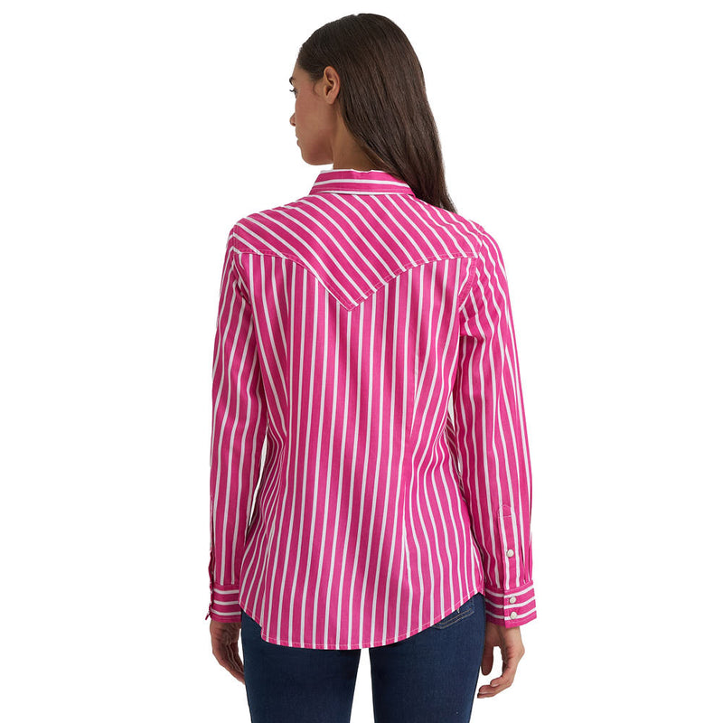Wrangler Women's Pink Striped Dress Shirt