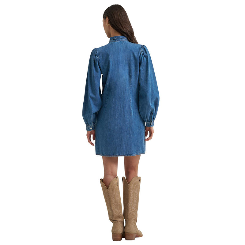 Wrangler Women's Denim Neck-Tie Collar Dress