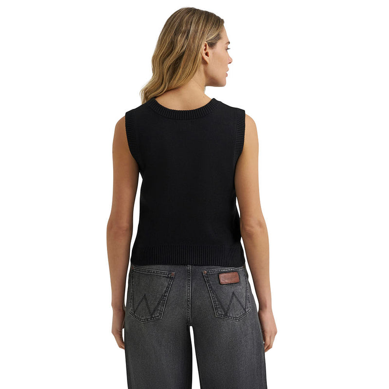 Wrangler Women's Black Boot Stitch Sweater Vest