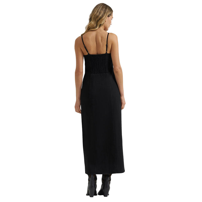 Wrangler Women's Black Denim Maxi Slit Dress