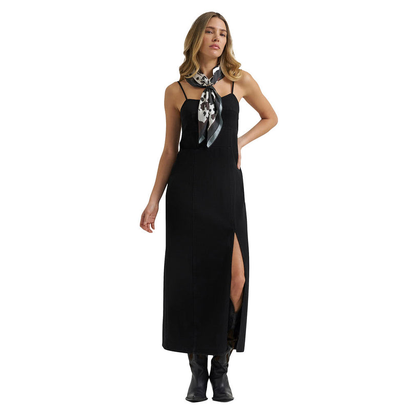 Wrangler Women's Black Denim Maxi Slit Dress