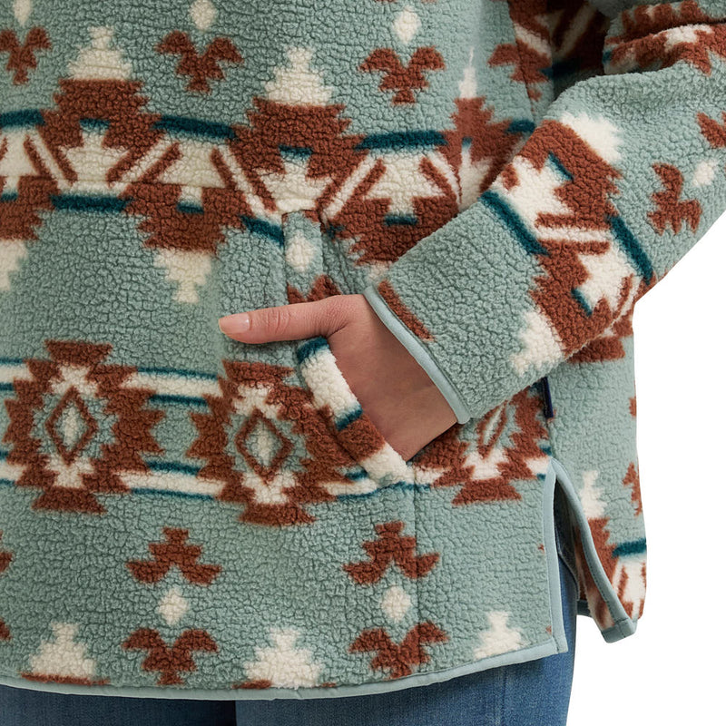 Wrangler Women's Blue Print Sherpa Pullover