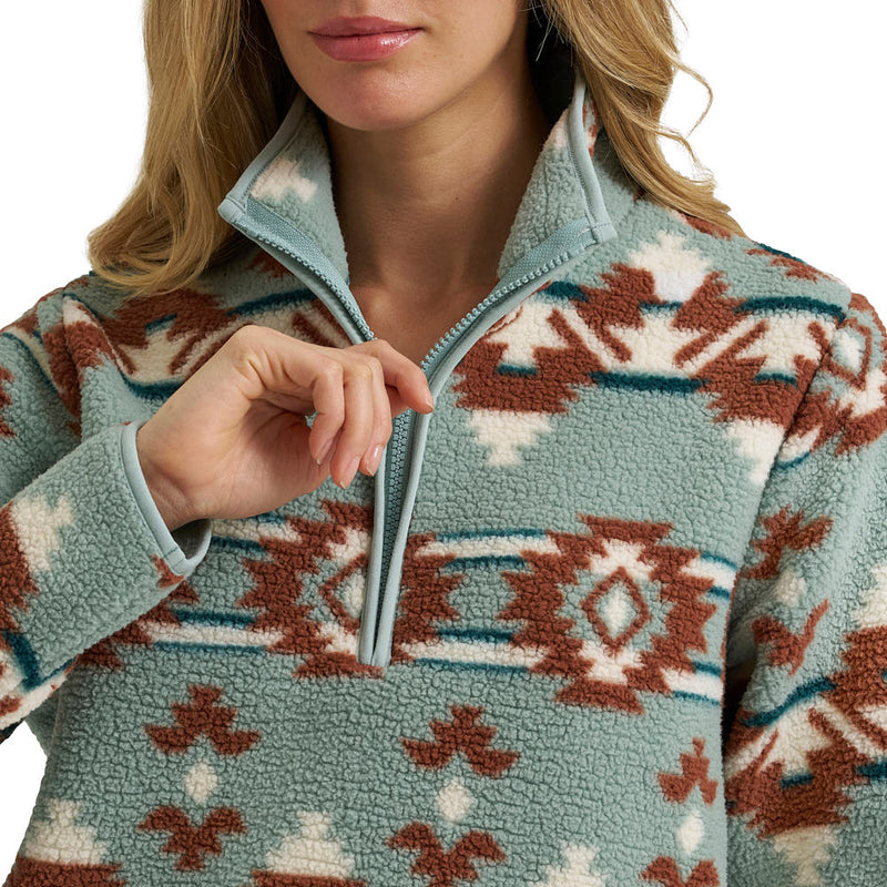 Wrangler Women's Blue Print Sherpa Pullover
