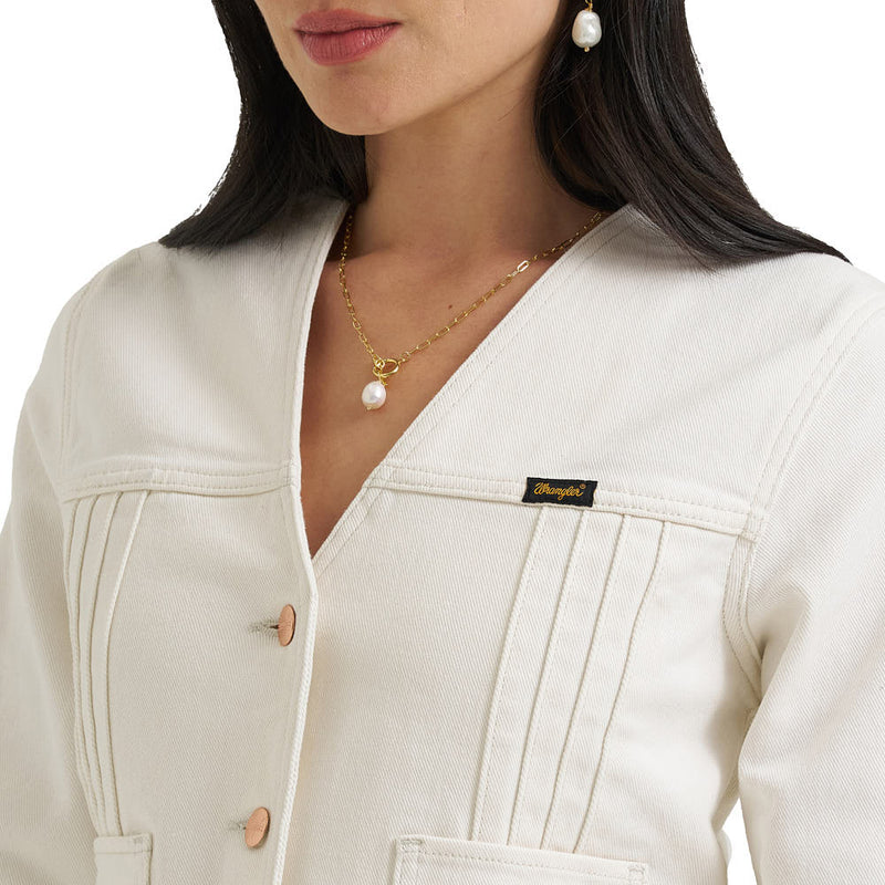 Wrangler Lainey Wilson Pleated Denim Pearl White Top