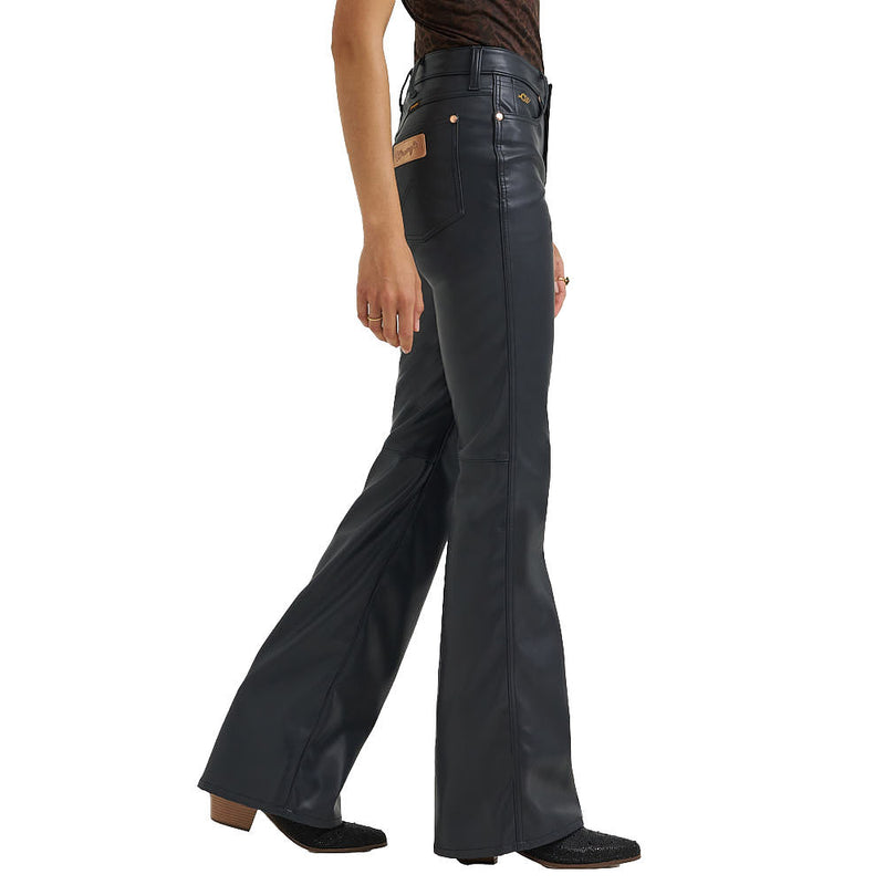Wrangler Lainey Wilson Onyx Faux Leather Flare Pants