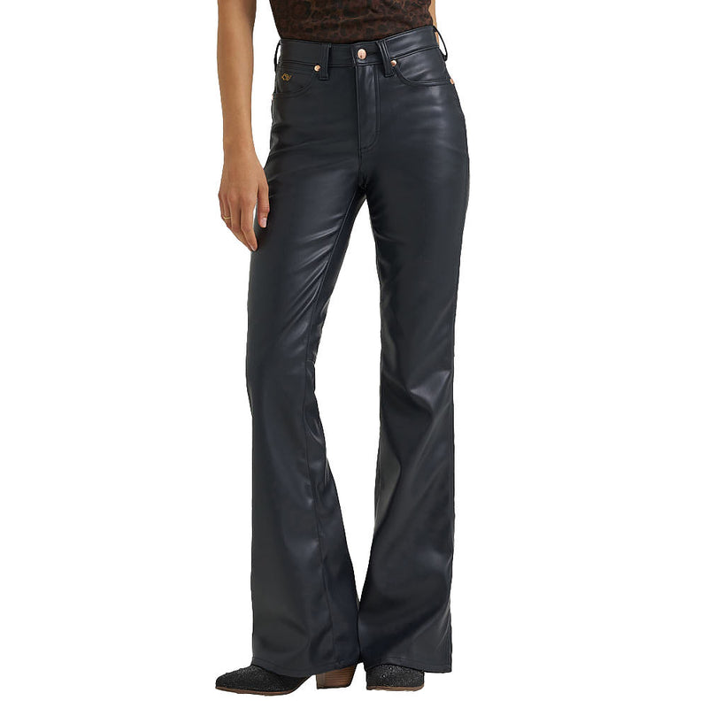 Wrangler Lainey Wilson Onyx Faux Leather Flare Pants