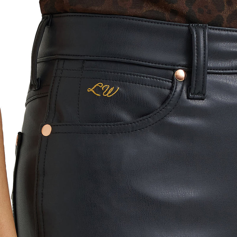 Wrangler Lainey Wilson Onyx Faux Leather Flare Pants