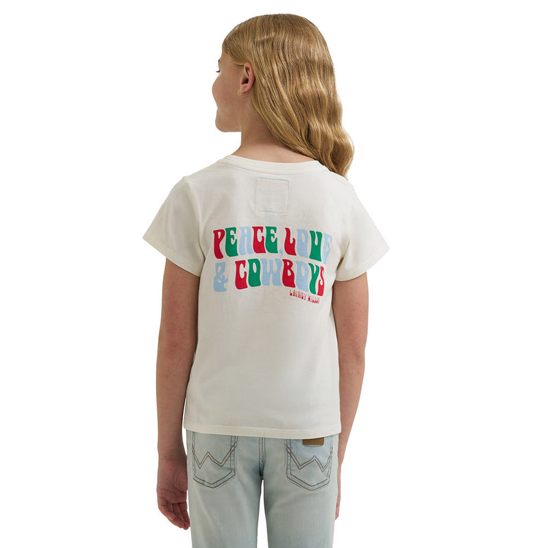 Wrangler Lainey Wilson Girl's White Peace, Love, & Cowboys Tee Shirt
