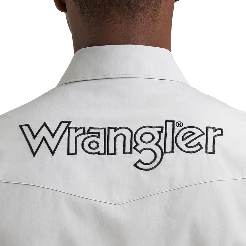 Wrangler Men's Grey Long Sleeve Logo Snap Shirt