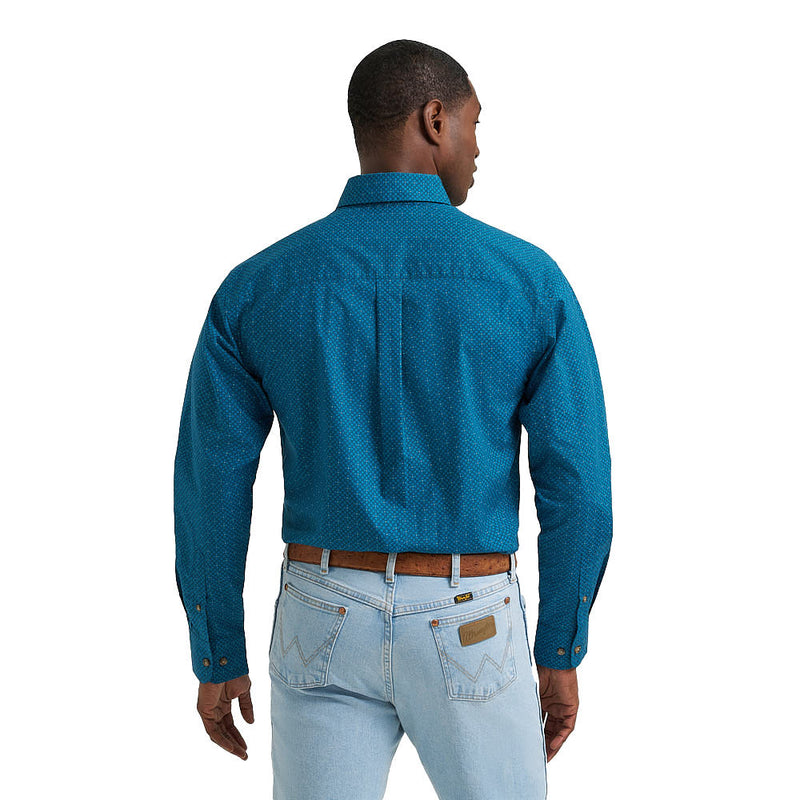 Wrangler Men's Teal Classic Print Long Sleeve Shirt