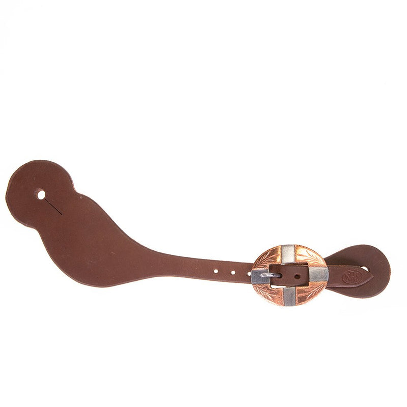 Oiled Dove Wing Spur Strap with Copper Bar Buckles