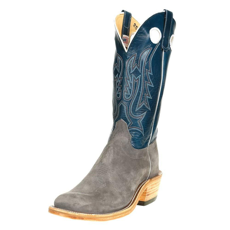 Men's Ride Ready Smoked Bacon Roughout 13" Navy Veal Top Square Toe Cowboy Boot