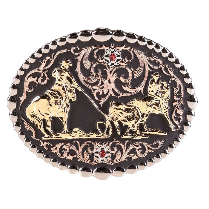 Tri Color Team Roper Attitude Belt Buckle