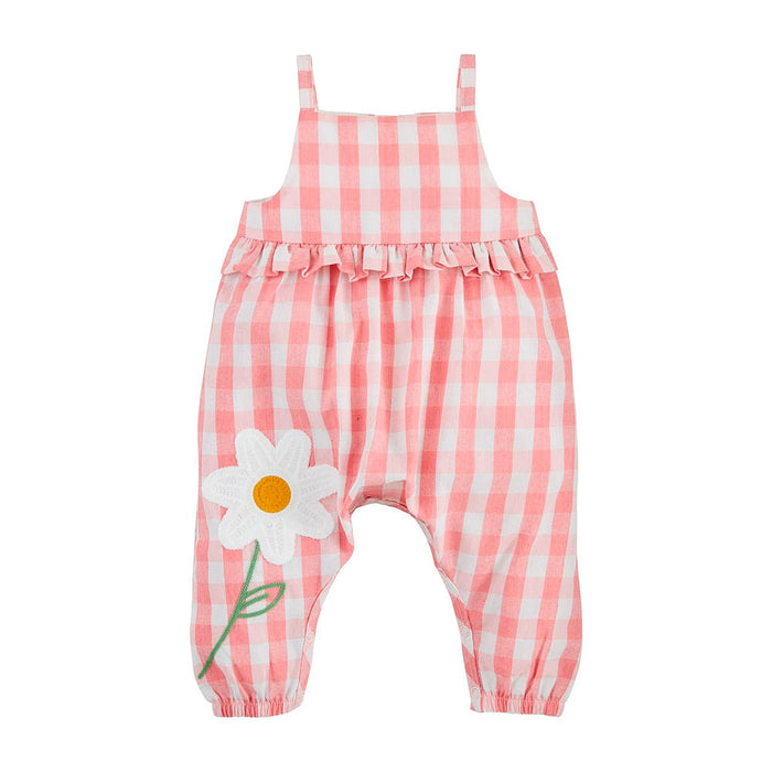 Mud Pie Girls Pink Gingham Flower Longall