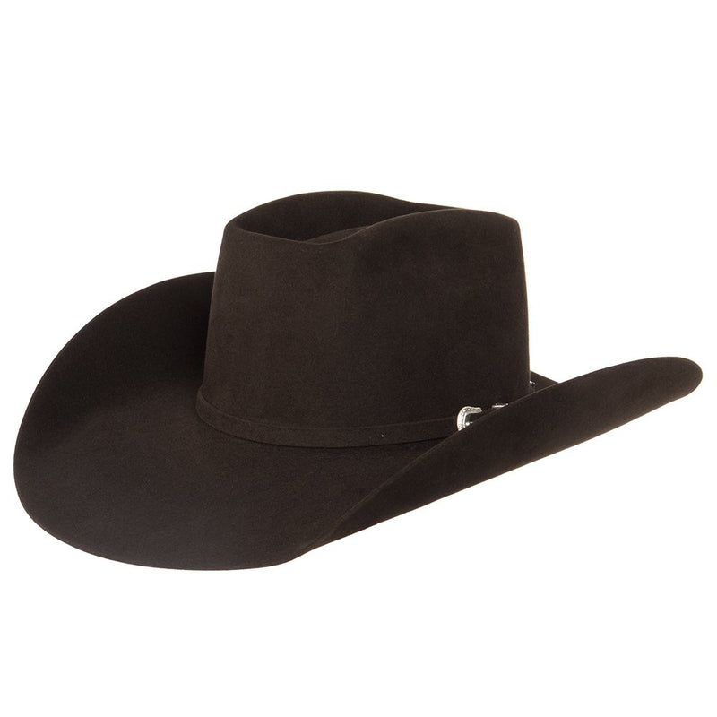 7X Chocolate Open Crown 4-1/4 Brim Felt Cowboy Hat