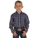 Boy's Blue Plaid Button Down Shirt