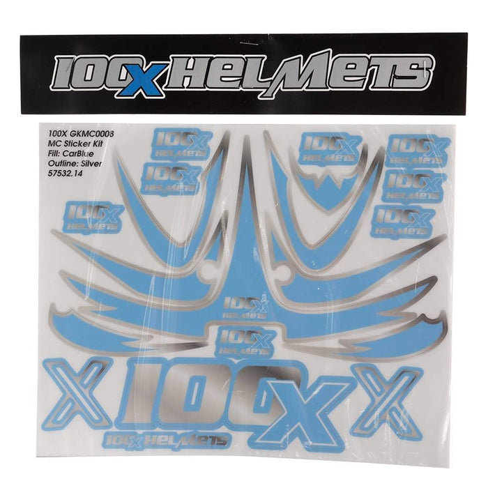 100X Helmets 100 X Blue and Silver Sticker Set