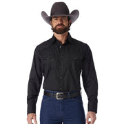 Men's Black Western Dobby Striped Shirt