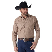 Men's Tan Poly/Cotton Sports Western Snap Shirt