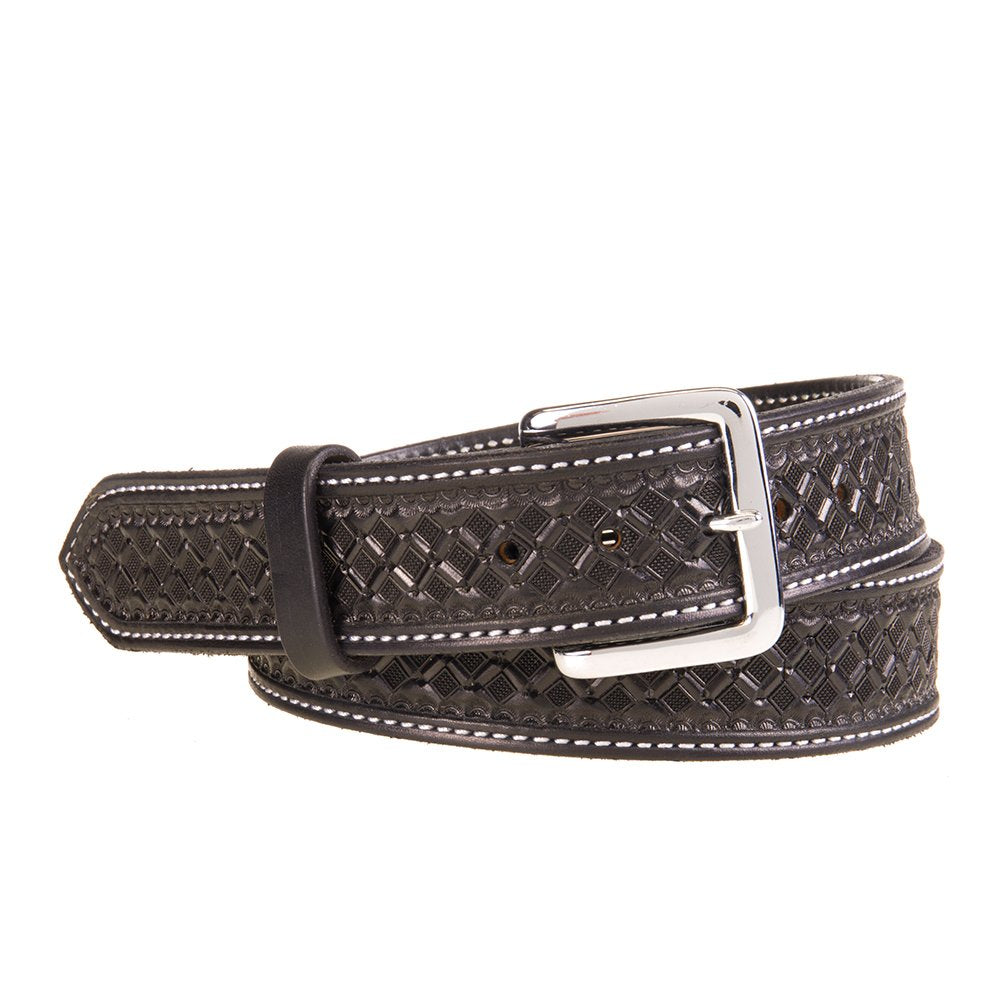 Rhinestone Ostrich Black/Black Pattern Genuine Leather Western Belt - X-Large