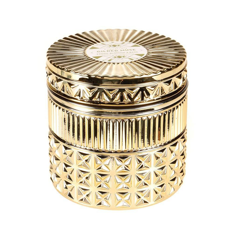 Exotic Blossom and Basil Gilded Faceted Jar Candle