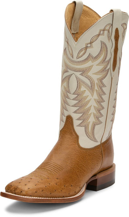 Men's Justin Pascoe Smooth Ostrich 13in. Antique Saddle Maddog Cowboy Boots