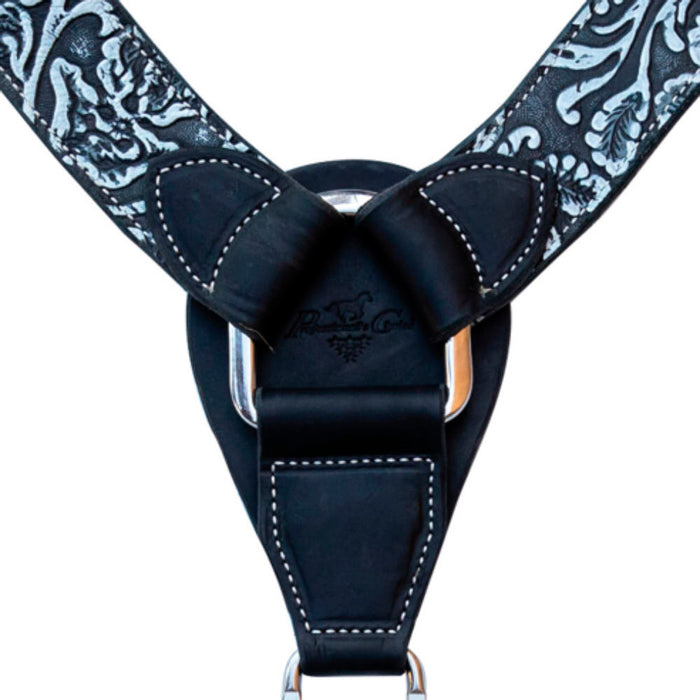 Professionals Choice Black and White Paisley Overlay 2in Contoured Breast Collar
