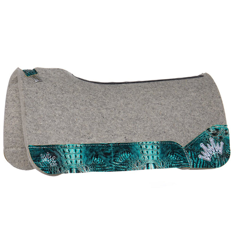 Kush 1 Inch Felt Saddle Pad with Turquoise Crocodile Wear Leathers