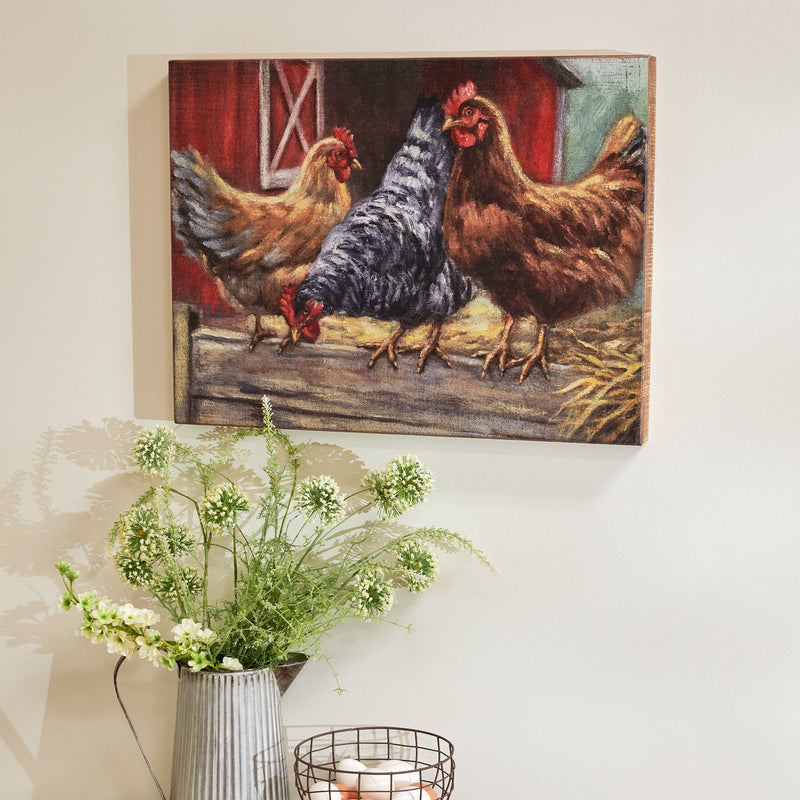 Primitives By Kathy Three Chickens Box Sign