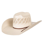 Ivory and Tan Wide Vent 4 1/4in. Brim Round Oval Straw Cowboy Hat