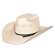 Co Fancy Vent Ivory Black 4-1/4" Brim Round Oval Straw Cowboy Hat