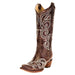 Womens Brown Embroidered Snip Toe Boot