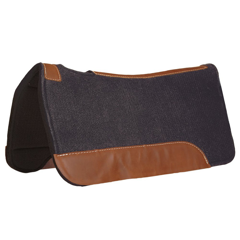 Black Felt Contoured Saddle Pad w/ Top Grain Wear Leathers
