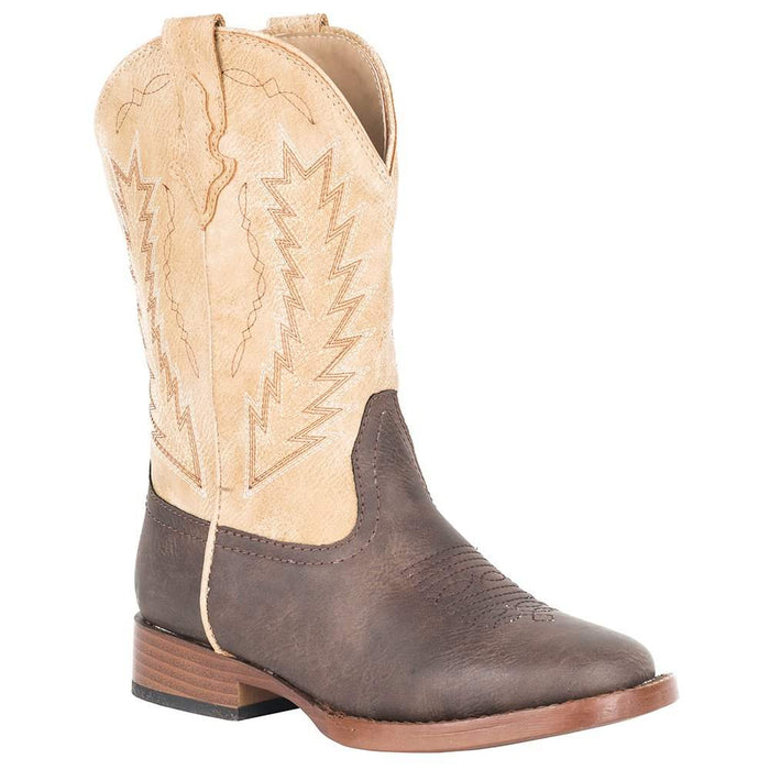 Roper Footwear Kids Brown Vamp Tan Shaft with Arrow Embroidery Boot