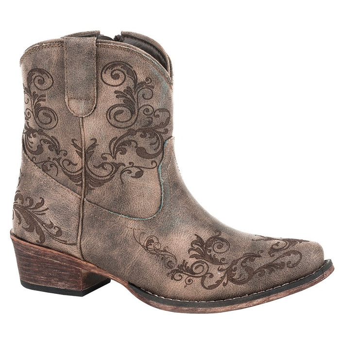 Women's Dark Brown Vintage Faux Leather Booties