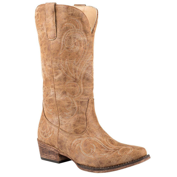 Women's 12" Western With All Over Embroidery Snip Toe Boot