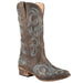 Women's Brown With All Over Embroidery Snip Toe Boot