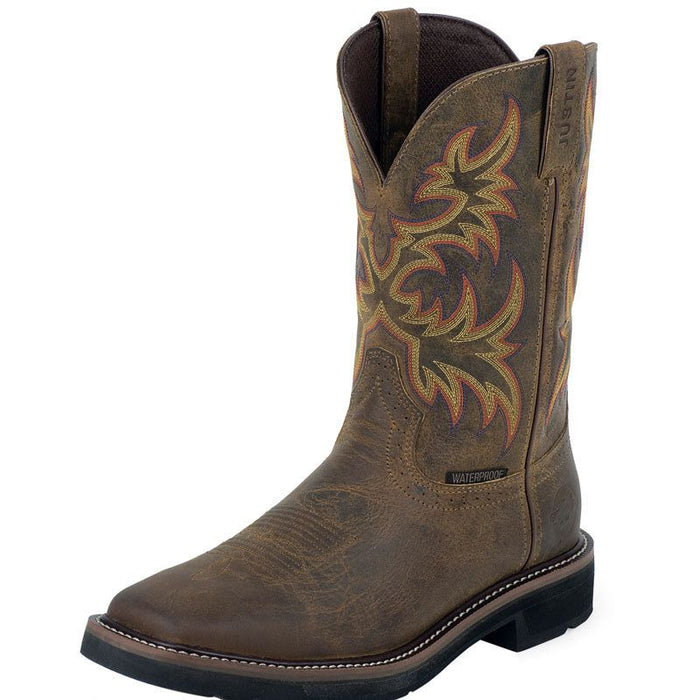 Men's Rugged Tan Cowhide Steel Toe Work Boots